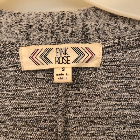 2/$15 Pink Rose - Gray Cardigan - Picture 5 of 6
